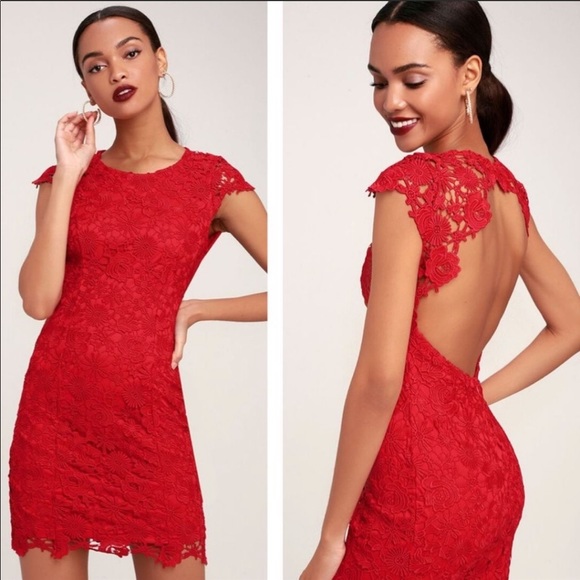 Lulus Dresses & Skirts - Lulu’s red lace dress, size M
